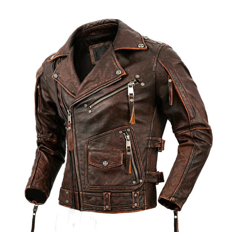 Riding Jacket Leather - Jaqueta de couro natural masculina para