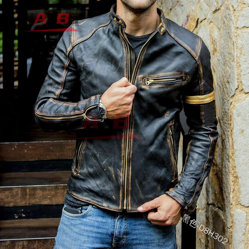 Jaqueta de Couro Retro para Mo - Riding Jacket Leather avaliação e preço
