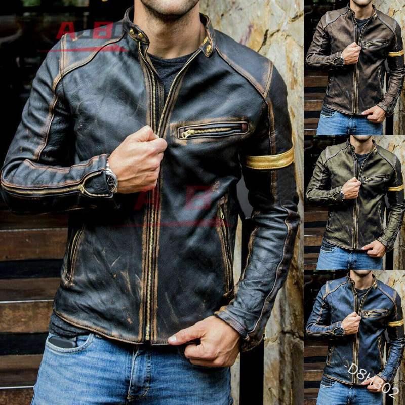 Jaqueta de Couro Retro para Mo - Riding Jacket Leather avaliação e preço