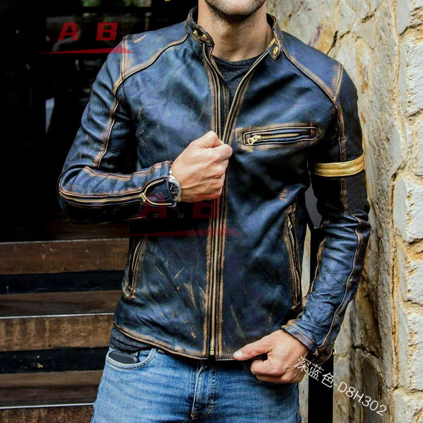 Jaqueta de Couro Retro para Mo - Riding Jacket Leather avaliação e preço